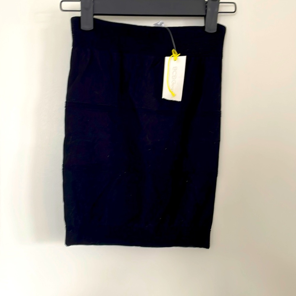 Form fitting black mini skirt